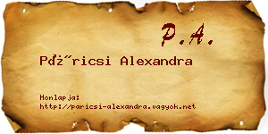 Páricsi Alexandra névjegykártya